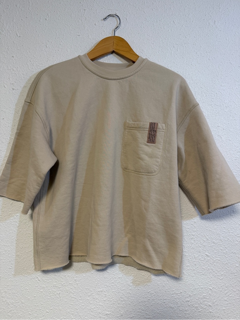 lunya Oversized Pocket Sweatshirt in Beige